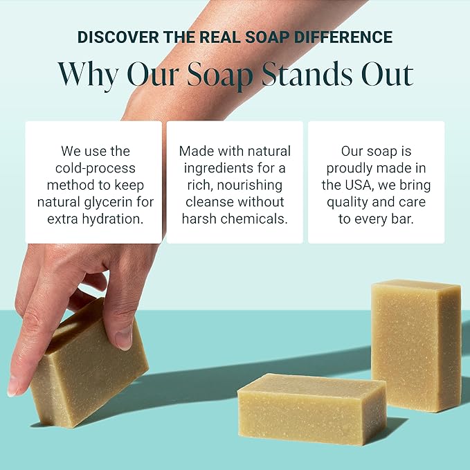 The Bubble Factory Handmade Natural Bath & Body Soap Bar, Vegan, All-Natural, Palm Oil Free, Made in USA with Shea Butter + Essential Oils, Eucalyptus, 3 Bars