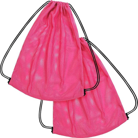 Frienda Mesh Drawstring Backpack Bag Multifunction Mesh Bag for Beach Swimming Gym Clothes Travel Workout (Fluorescent Pink)