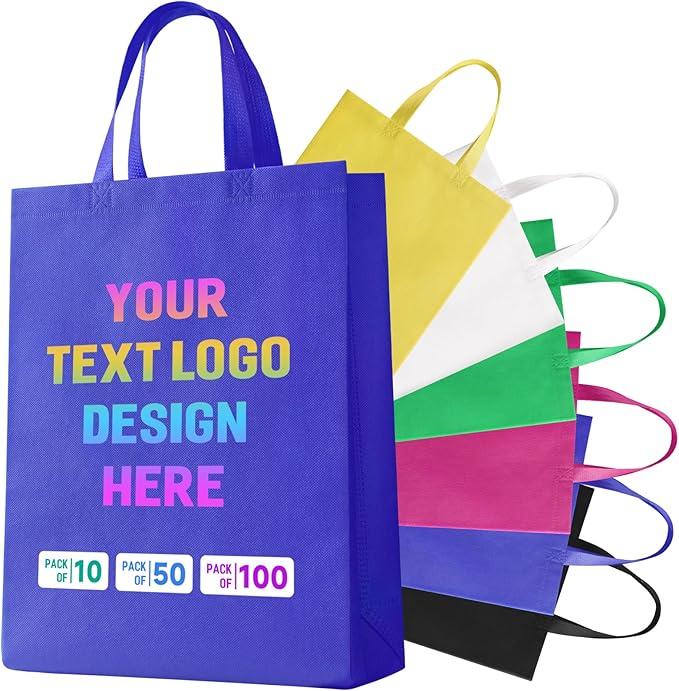 Custom Tote Bags with Your Logo, Personalized Reusable Shopping Bags for Shopping Business