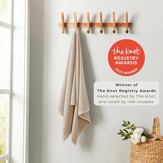 Great Bay Home Taupe Hand Towel Set – 100% Cotton 6-Pack 26"x16", Absorbent & Quick-Drying, Soft & Durable
