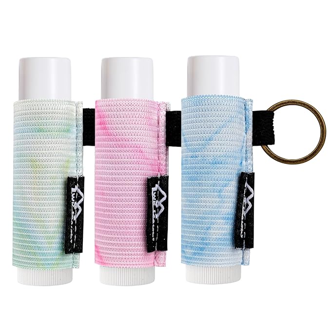 WK IEASON Lip Balm Holder Keychain, Small Christmas Gifts Stocking Stuffers for Teen Girls Women, 3PCS Clip on Lip Gloss Holder Compatible With Chapstick, Burt's Bees Sleeves Elastic Lipstick Holder