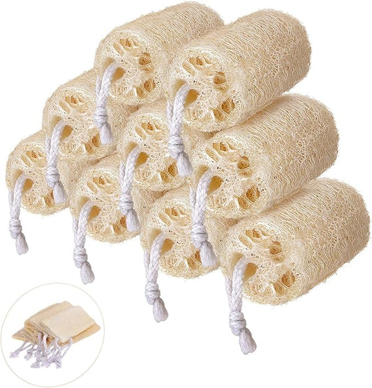 9 Pack 4”Natural Loofah Sponge Small Size Natural Organic Loofah for Kitchen Cleaning Dishes Toddler Exfoliating Skin Care Body Scrubber