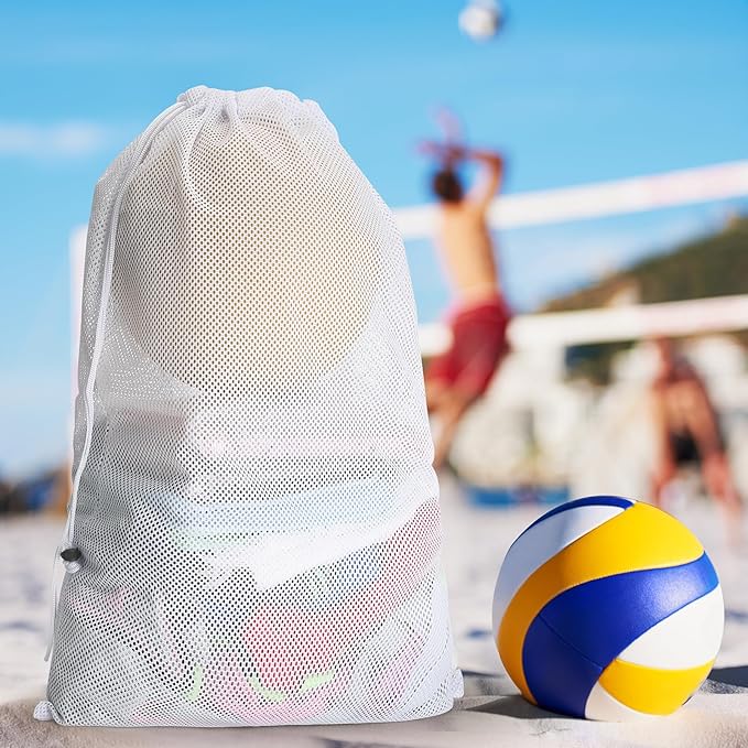 2 Packs Swim Bag Mesh Drawstring Backpack Oversized 18" x 26", Large Mesh Drawstring Backpack for Beach, Swimming, Gym, and Workout Gear (White)