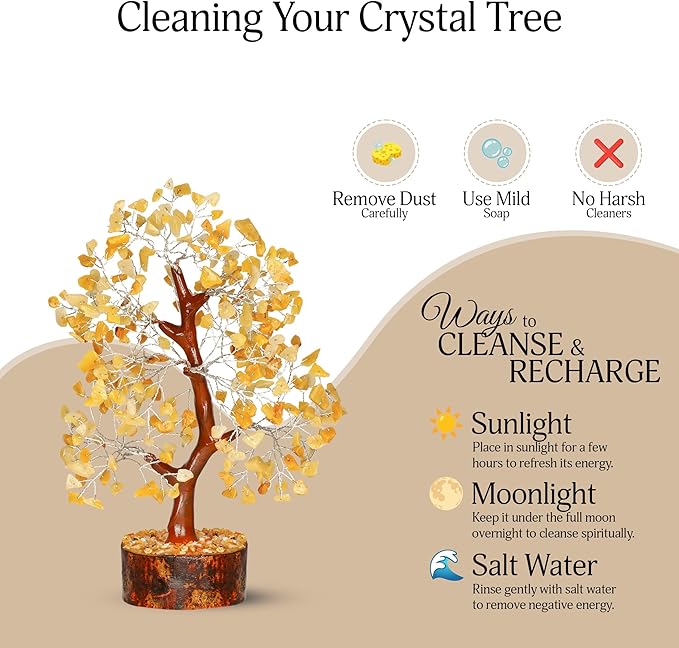 YATSKIA Yellow Aventurine Crystal Tree of Life - Gemstone Tree Home Decor - Feng Shui Crystals - Positive Energy Gifts - Reiki Gifts