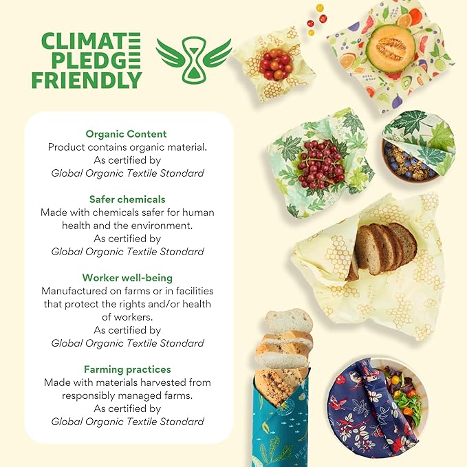 Bee's Wrap Vegan Beeswax Wraps for Food - Meadow Magic Medium 3 Pack Made in USA Reusable & Organic Food Wraps, Sandwich Wrap & Bowl Covers - Eco-Friendly Alternative to Aluminum Foil & Plastic Wrap