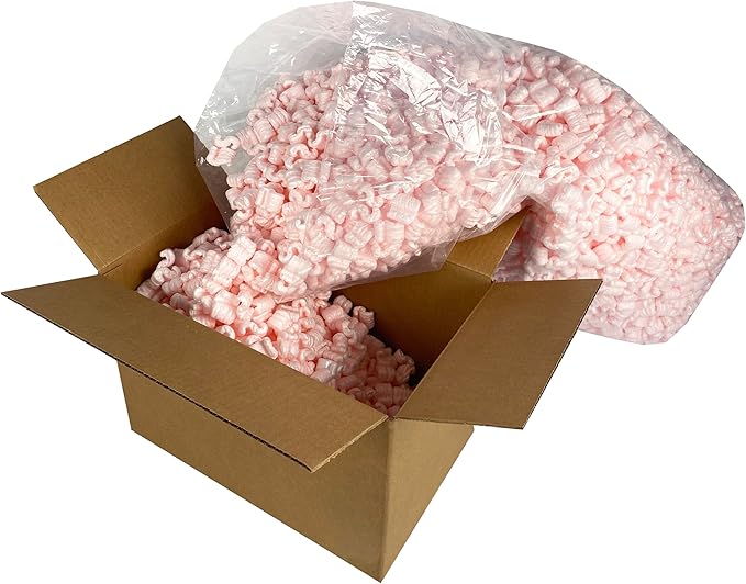 Pink Packing Peanuts, 7 Cubic Feet, Anti-Static Loose Fill Packing Peanut, S-Shaped Pink Anti-Static Packing Peanut Popcorn, Protect Your Goods, Small Business Packaging Supplies