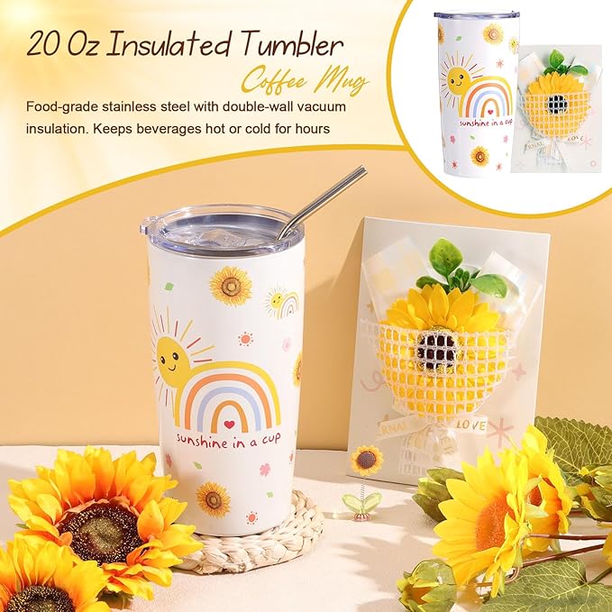 Sunflower Birthday Gifts for Women Self Care Gift - Sending Sunshine Get Well Soon Gifts Sympathy Gift Basket for Women New Mom Care Package, Christmas Gifts Relaxation Gifts for Mom Her Coworkers