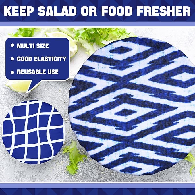 10 Pack Cloth Bowl Covers for Bread Rising - 5 Size Stretch Elastic Food Storage Container Lids - Reusable Cotton Fabric Covers for Food, Fruits, Leftovers (Stylish)