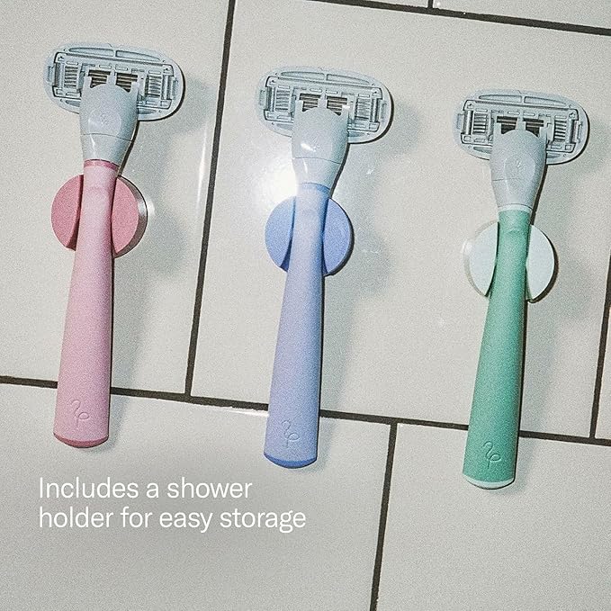 Flamingo Razors for Women, 1 Razor (Lilac) Handle, 1 Razor Blade Refill, and 1 Shower Holder
