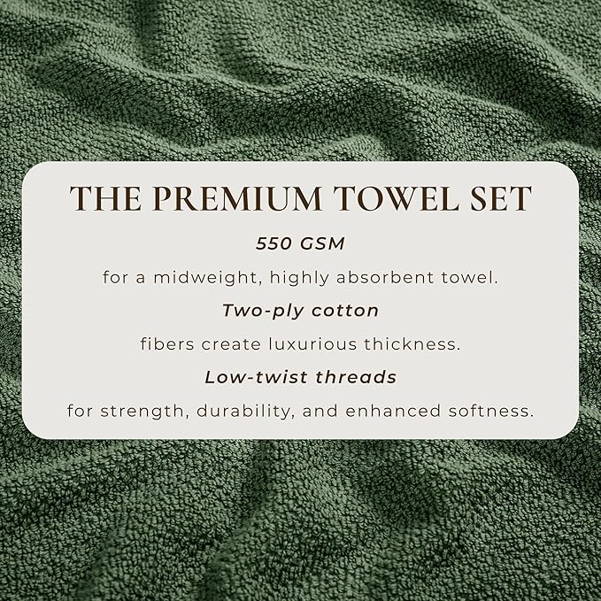 Great Bay Home Green Washcloth Set – 100% Cotton 12-Pack 13"x13", Absorbent & Quick-Drying, Soft & Durable