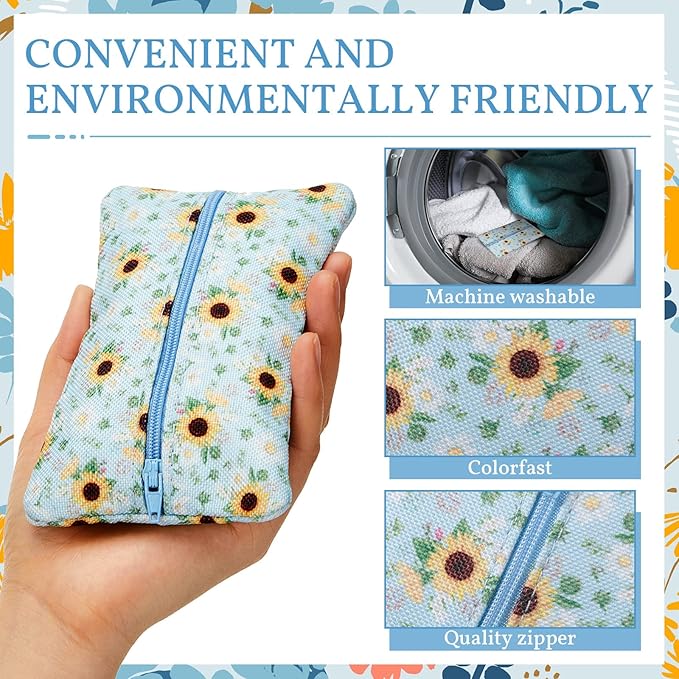 Kigeli 2 Pieces Purse Tissue Holder Travel Tissue Pouch for Purse Fabric Zipper Enclosed Pouches Reusable Flower Pattern Paper Holder for Coins, 5.25 x 3 Inches(Floral Flower Print)