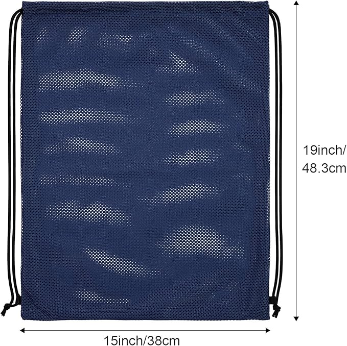 Frienda Mesh Drawstring Backpack Bag Multifunction Mesh Bag for Beach Swimming Gym Clothes Travel Workout Gear (Navy Blue)