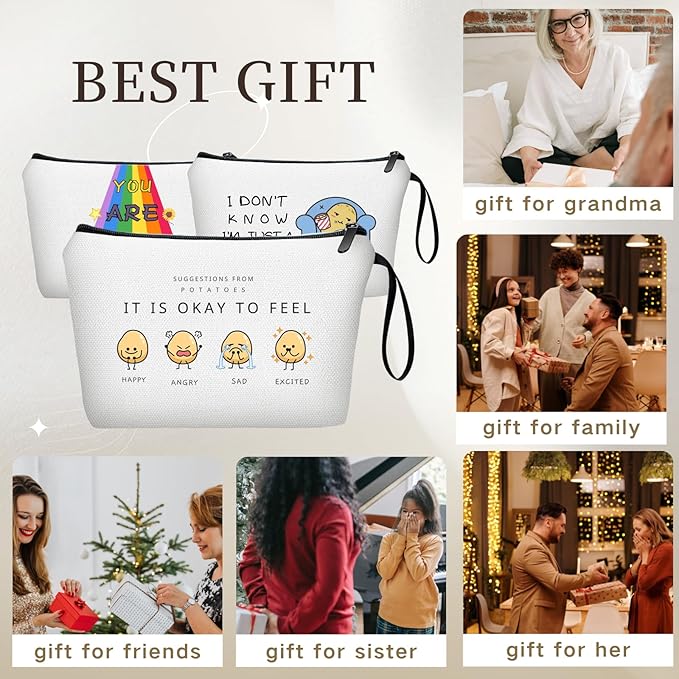 Potato Gifts,Fun Gifts for Women,Sisters, Daughter, Positivity Gifts,Funny Makeup Bag with Mirror, Friend Birthday Gifts for Women,Womens Gifts Unique,Christmas Gifts
