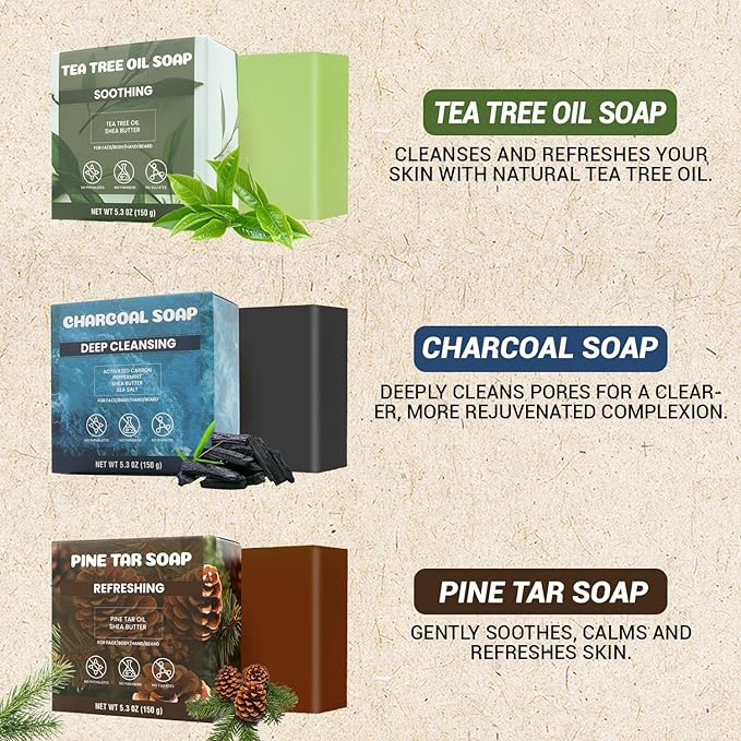 Rinse & Robust Mens Bar Soap Gift Set, 6Pcs Natural Handmade Cold Process Soap Bar with Premium Essential Oils, Cleansing Bar Soap for Men, All Skin Types | 6 Scents | 5.3 oz Each