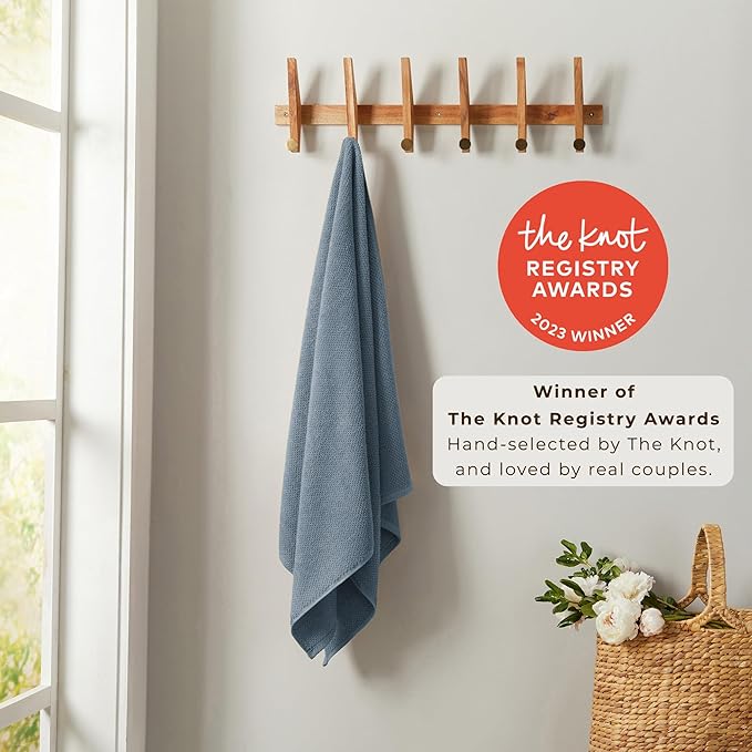 Great Bay Home Blue Hand Towel Set – 100% Cotton 6-Pack 26"x16", Absorbent & Quick-Drying, Soft & Durable