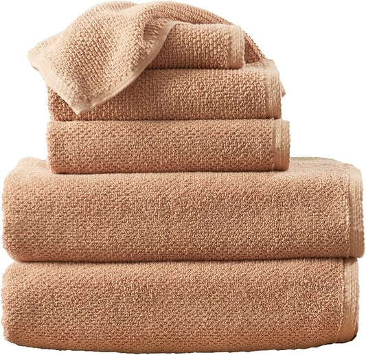 Great Bay Home Orange Bath Towel Set – 100% Cotton 6-Piece Set, Absorbent & Quick-Drying, Soft & Durable