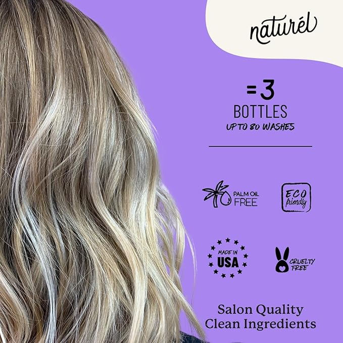 Naturel Purple Toning Shampoo and Conditioner Bar Set with Biotin for Blonde or Grey Hair, Shampoo Bar and Conditioner Bar for Blonde or Grey Hair, Vegan and Cruelty Free, Zero Waste, Made in USA