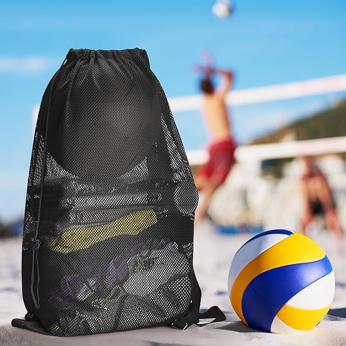 2 Packs Swim Bag Mesh Drawstring Backpack Oversized 18" x 26", Large Mesh Drawstring Backpack for Beach, Swimming, Gym, and Workout Gear (Black)