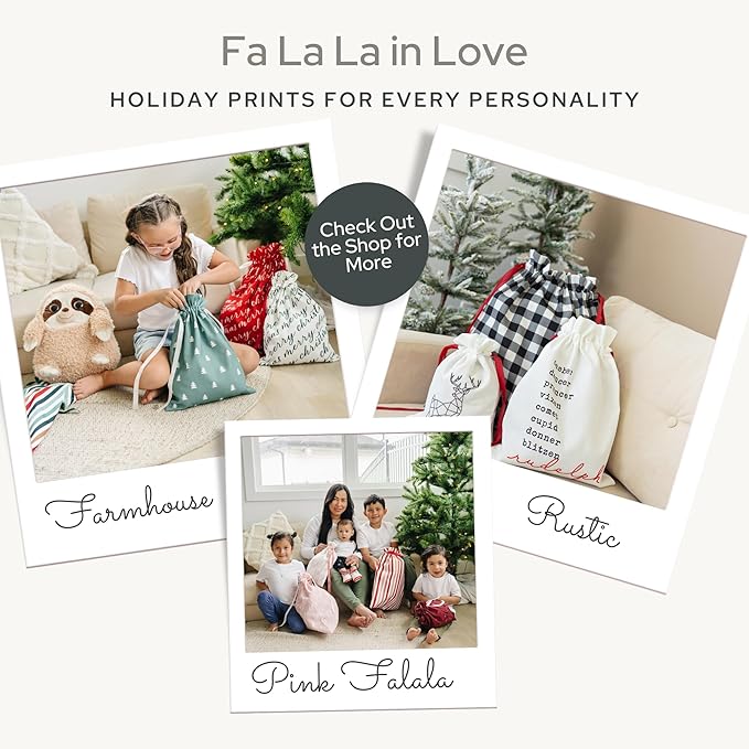 Gather & Knot Drawstring Christmas Gift Bags | Boho Toy | Premium Canvas | Reusable Fabric Gift Wrap for Holidays | Large