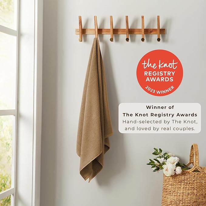 Great Bay Home Taupe Washcloth Set – 100% Cotton 12-Pack 13"x13", Absorbent & Quick-Drying, Soft & Durable