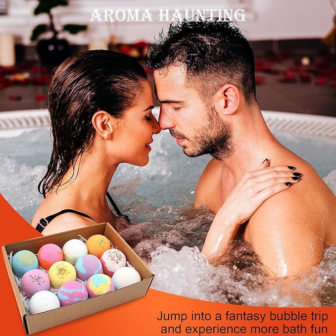 Bath Bombs Salt Balls,12 PCS Gift Set,Vanilla Menthol Rose Extract Essential Oils,Moisturizing Dry Skin,Fizzy Spa,Relaxing,Bubble Bath Bomb Gifts Idea for Men Women