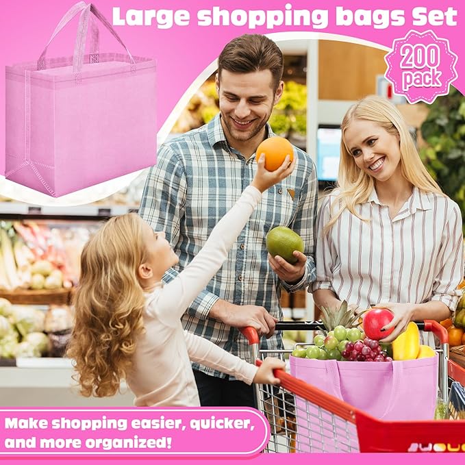 Windyun Reusable Grocery Bags Large Non Woven Shopping Bags with Handles Foldable Portable Tote Bulk, 12.6 x 11.8 x 6.3 Inch