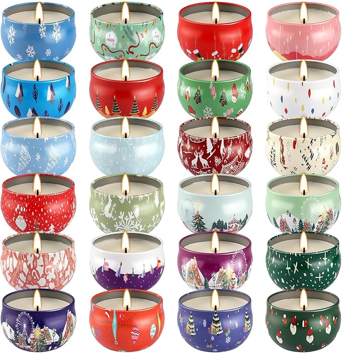 Christmas Candle Advent Calendar 2025 24 Days ScentedTumbler Candle Countdown to Xmas Natural Soy Wax,Christmas Gifts for Adult Women and Men Season & HolidayGifting