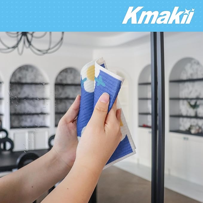 KMAKII Swedish Dishcloths Reusable, Absorbent, Quick-Drying Sponge Cloths for Kitchen and Counter Cleaning, Reusable Dish Towels and Dish Cloths,Color, Pack of 5 Pcs
