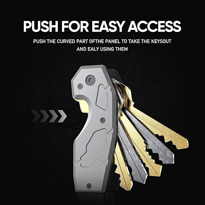 Compact Metal Aluminum Key Organizer, Minimalist Innovative Keyholder-Car Key Chain, Smart KeyChains Key Case up to 6 Keys