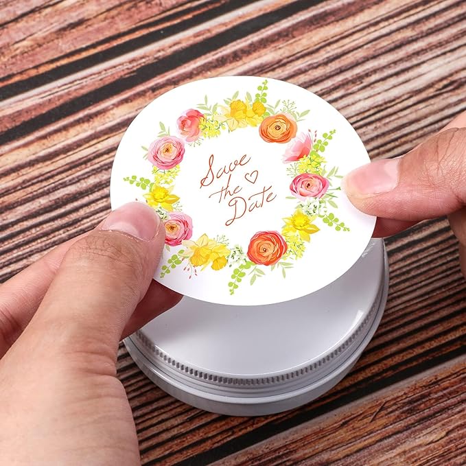 Patelai 72 Pcs 2 oz Aluminum Tins Salve Containers with Screw Lid and Labels Round Cans Travel Cosmetic Metal Tins Jar for Candles Lotion Bars Balms Food Spice Candies DIY Crafts(White)