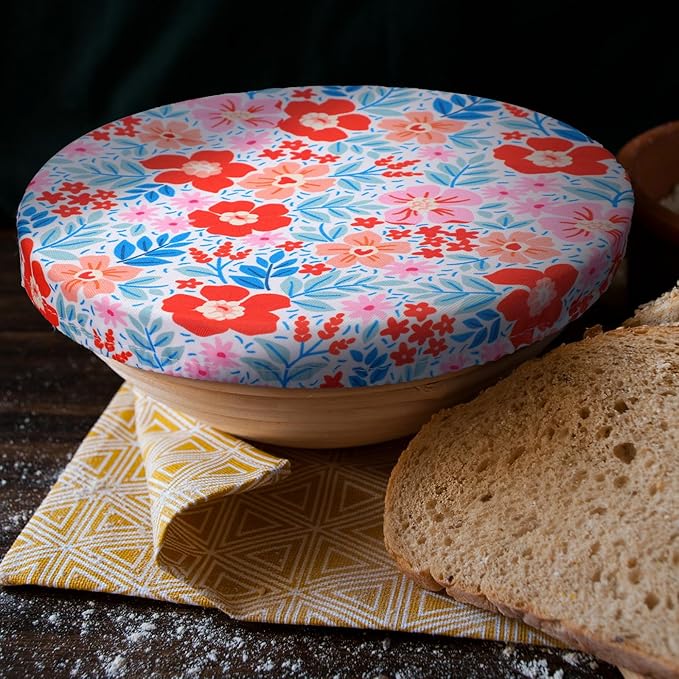 10 Pack Cloth Bowl Covers for Bread Rising - 5 Size Stretch Elastic Food Storage Container Lids - Reusable Cotton Fabric Covers for Food, Fruits, Leftovers (Flower)