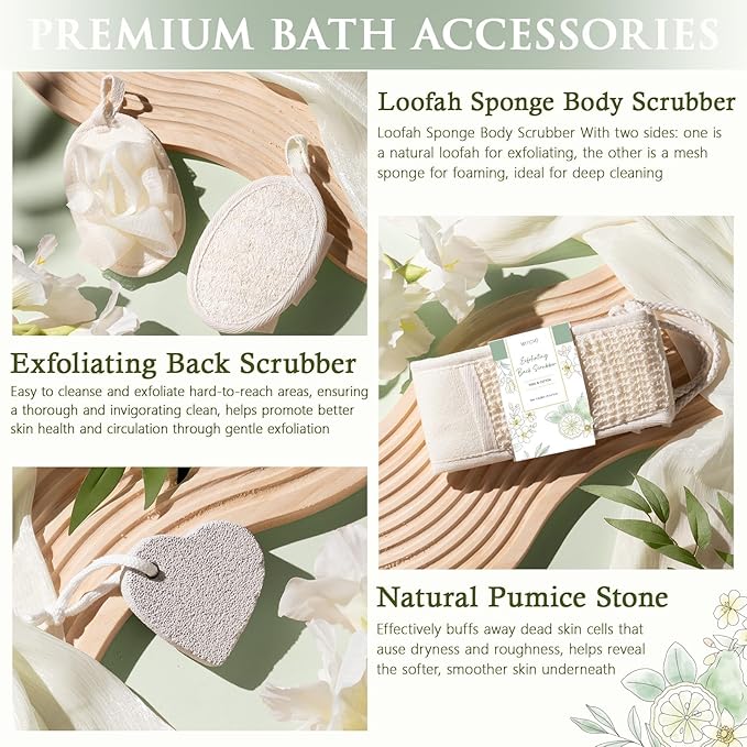 Christmas Birthday Gifts for Women, Bergamot Jasmine Relaxing Spa Gift Baskets for Women Self Care Package Bath Gift Set, Home Bath and Body Kit Pampering Gifts for Womens Mom Her Friends Sister Wife