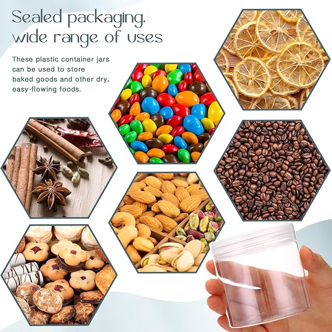 Patelai 4 Pieces Round Wide-mouth Leak Proof Plastic Container Jars with Lids for Travel Storage Makeup Beauty Products Face Creams Oils Salves Ointments DIY Making(8 Ounce,Clear)