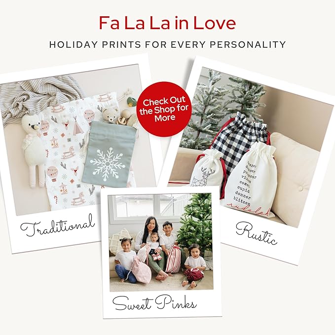 Gather & Knot Drawstring Christmas Gift Bags | 20" Large 16" Medium | Premium Canvas | Reusable Fabric Wrap for Holidays | Mix & Match | Christmas Trees