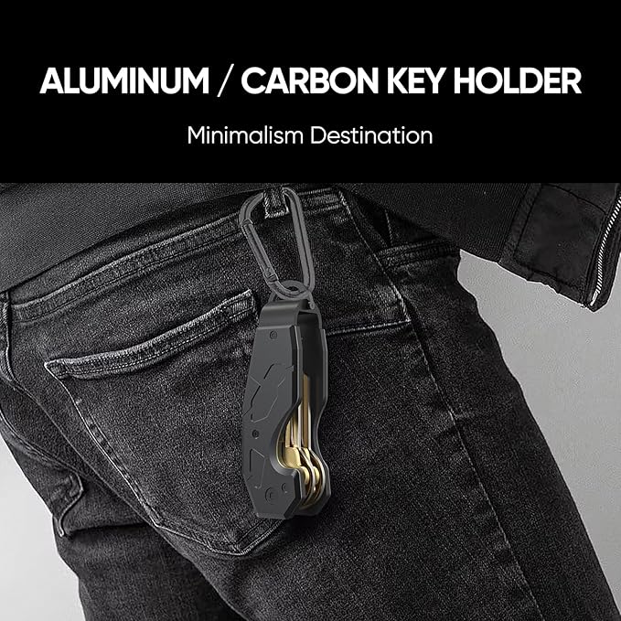 Compact Metal Aluminum Key Organizer, Minimalist Innovative Keyholder-Car Key Chain, Smart KeyChains Key Case up to 6 Keys