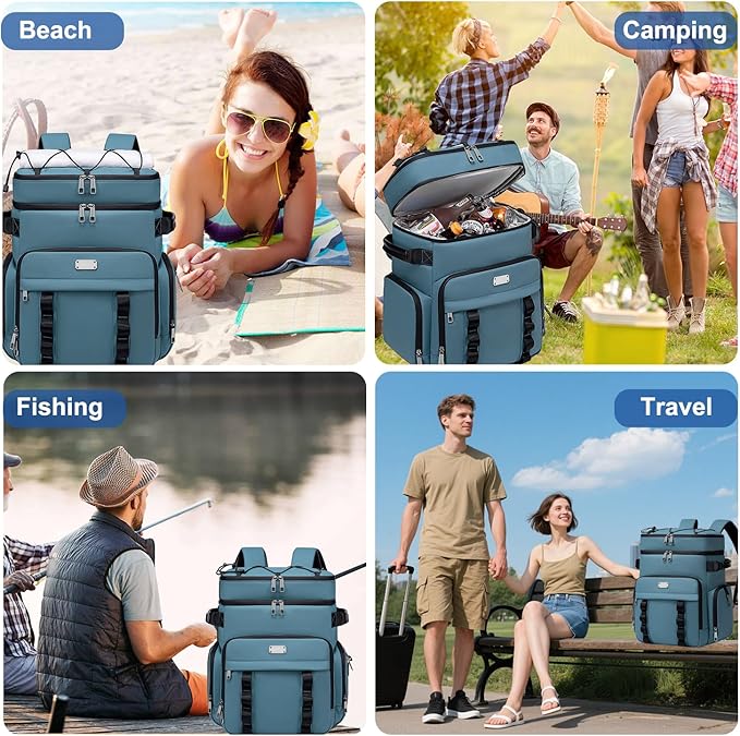 Weitars Insulated Cooler Backpack,Double Deck Waterproof Soft Cooler Bag,Backpack Coolers Leak Proof Lunch Backpack for Men Women for Travel,Camping,Picnic,Beach,Picnic,Outdoor 31L/52 Can