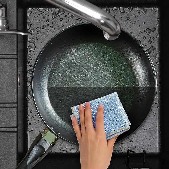 10PCS Upgrade Wire Dishwashing Rag, Non-Scratch, Wet and Dry, Double Layer, Multipurpose Wire Dishwashing Rags for Kitchen, Sinks, Cookware, Stove, Easy Rinsing, Reusable