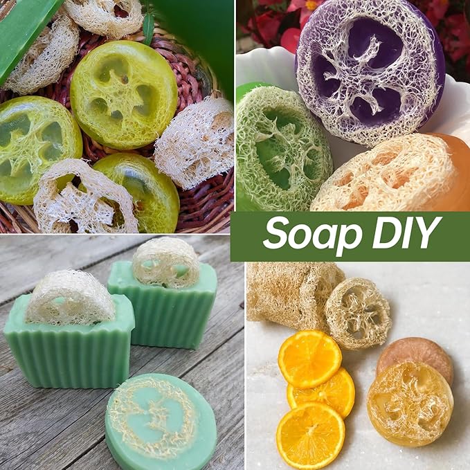 Natural Loofah Sponge for Soap Making, 20 Pack Organic Loofahs Slices Cuts Set, Loofa Exfoliating Body Scrubber, Shower Sponge Luffas for Women and Men