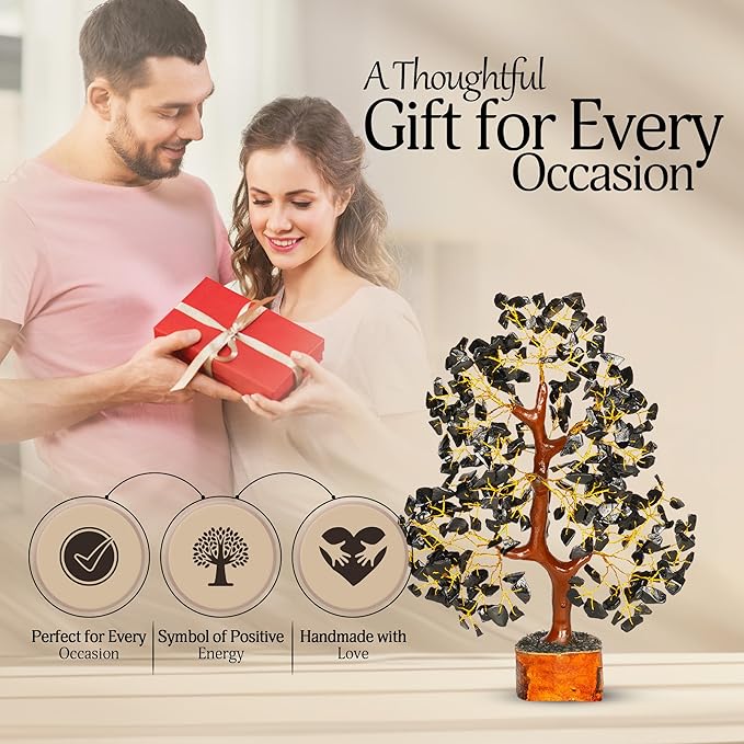 YATSKIA Black Tourmaline Crystal Tree of Life - Money Tree - Birthday Gifts for Women - Chakra Crystals and Stones - Positive Energy Gifts