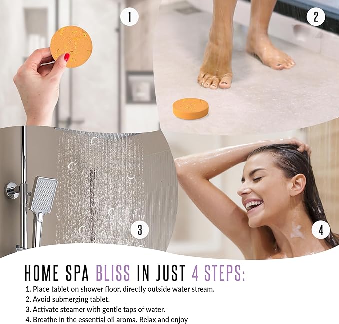Shower Steamers Aromatherapy GOSSBY 6 Pack - Gifts for Women, Birthday Gifts for Her, Home Spa, Shower Bombs, Self Care, Relaxation, Lavender Essential Oil, Teen Girl Gifts - Serene Essence Style