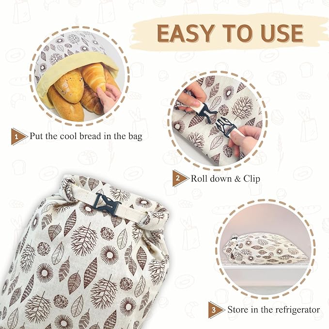2 Pack Beeswax Bread Bags for Homemade Bread, Large 13x17'' Reusable Beeswax Sourdough Bread Storage Bag, Keep Loaves Fresh Longer, Freezer Safe & Airtight, Natural, Zero Waste