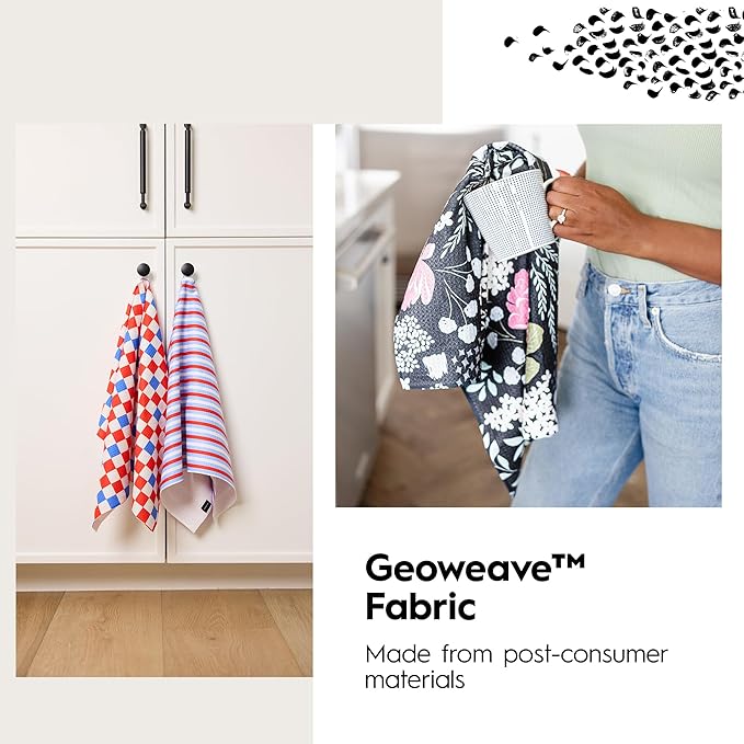 GEOMETRY Kitchen Towels - Quick Dry, Absorbent Microfiber Dish Towels for 4th of July, Memorial Day, Veterans Day, and Holiday Decor - Red, White, and Blue- Star Spangled