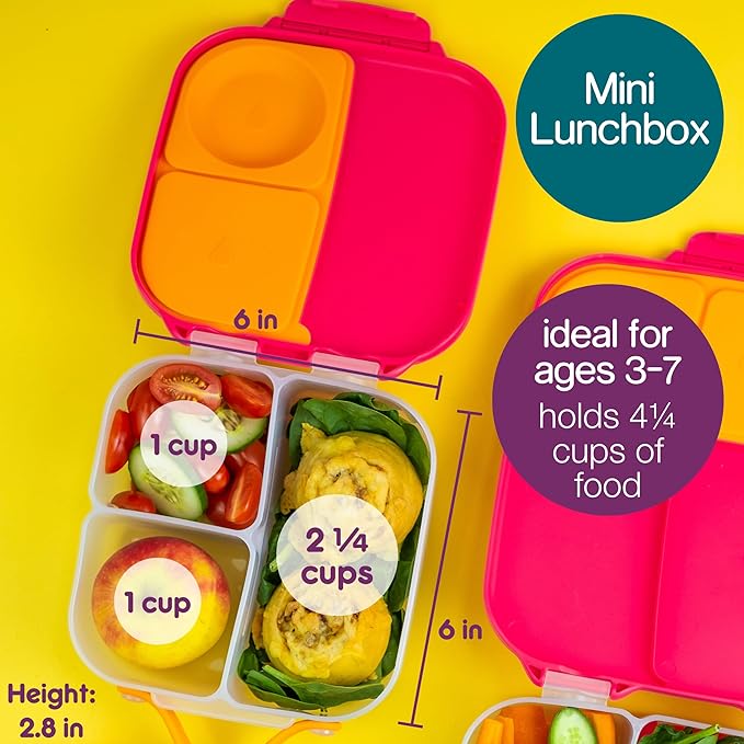 b.box Mini Lunch + Snack Containers (Strawberry Shake): 2-Pack Set Includes Lunch Box (4 1/4 Cup Capacity) & Snack Box (1 3/4 Cup Capacity). Easy Open Bento Containers, School Supplies