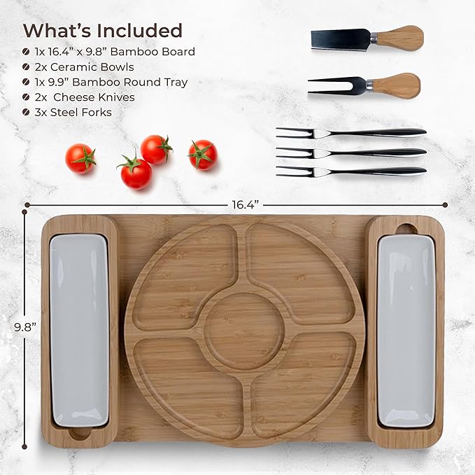 Bambüsi Personalized Charcuterie Board Gift Set - Cheese Board & Serving Tray - Large Bamboo Charcuterie Boards - Unique Elegant Housewarming Gifts New Home, Wedding Gifts, Natural