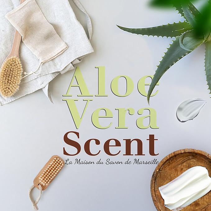 Hand & Body Soap Bars Trio - Aloe Vera Moisturizing French Soap with Organic Shea Butter - Rich Creamy Lather - 97% Natural Ingredients - Solid Bath Cleanser Made in Provence - 3x4.4 oz