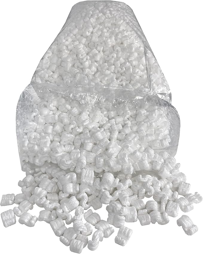 White Packing Peanuts, 3.5 Cubic Feet, S Shaped Cushion For Shipping, Storage & Void Filling, Regular Packing Peanuts, S Shaped