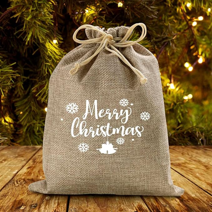 Homum 50PCS Burlap Gift Bags with Drawstring and Gift Tags & String, 7x9 Inch Party Favor Burlap Bags Linen Jewelry Pouches for Party, Wedding, Jewelry Pouches, Christmas, Festival, Coffee, DIY Craft