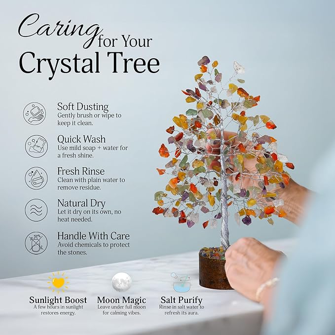 FASHIONZAADI 7 Chakra Tree of Life - Crystal Tree for Positive Energy, Feng Shui Home Decor, Wire Bonsai, Crystal Decor - Spiritual Gift, Meditation