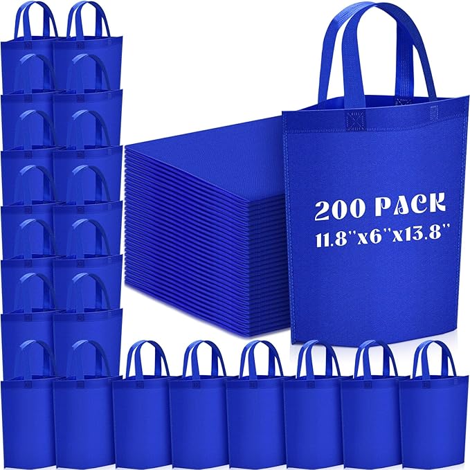 Windyun Reusable Grocery Bags Large Non Woven Shopping Bags with Handle Foldable Portable Tote Carryall Bulk 11.8x6x13.8 Inch