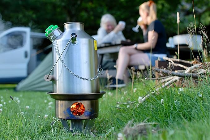 Kelly Kettle Ultimate Base Camp Kit – 54 oz Large Stainless Steel Camp Kettle, Lightweight Camping Kettle with Whistle, Kelly Kettle Stove for Fishing, Hunting, Hiking